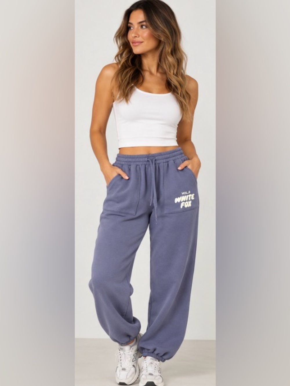 White Fox Vol 3 Sweatpants Medium Blue Oversized Joggers Logo Streetwear